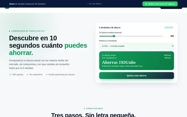 Captura de la demo comparador-luz