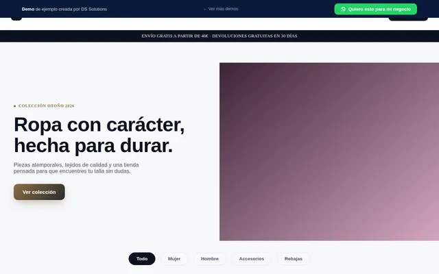 Captura de la demo ropa