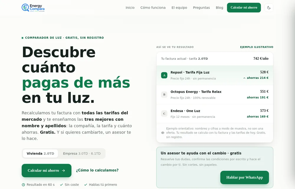 Energy Compara, comparador de luz y gas